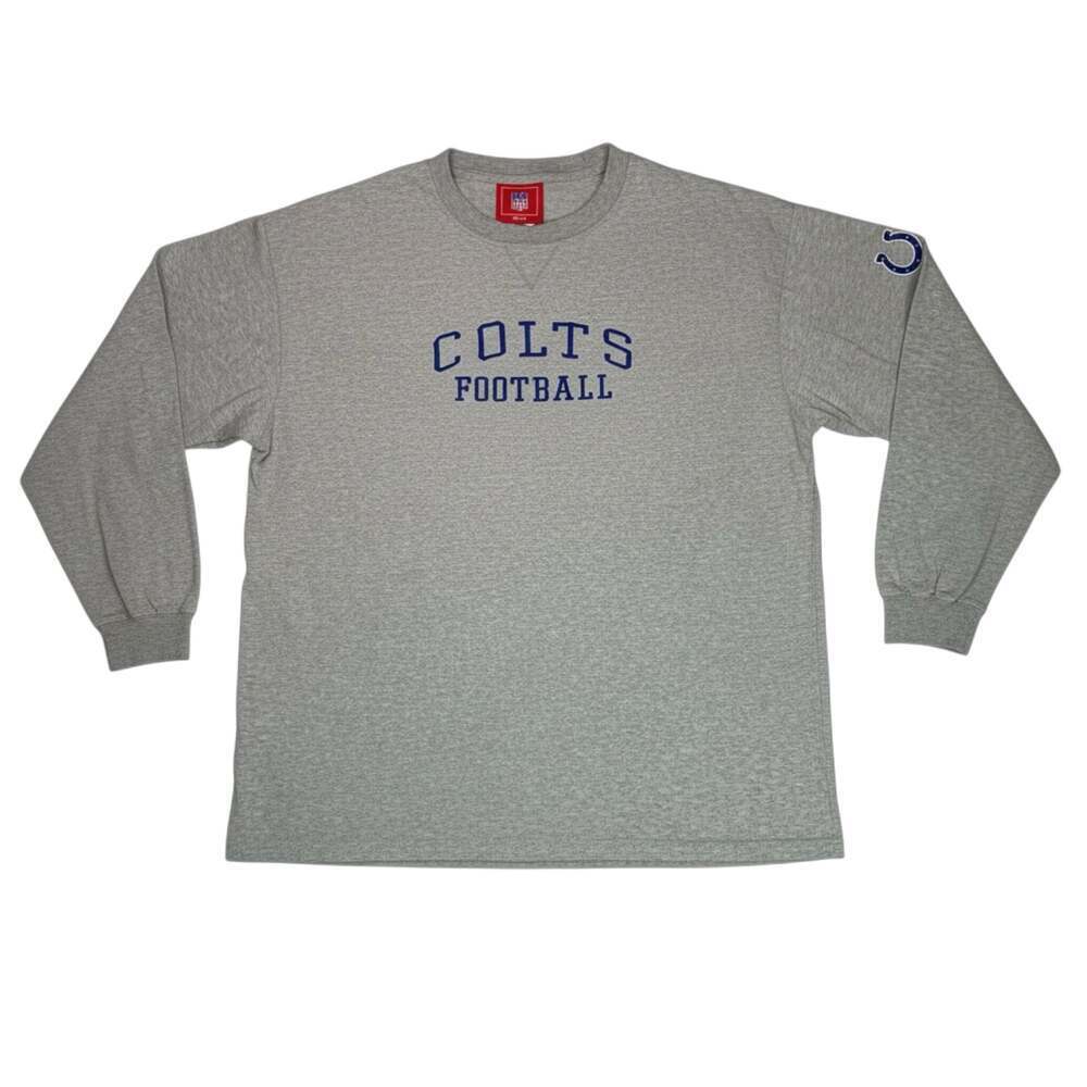 Vintage NFL Indianapolis Colts Embroidered Heather Grey Long Sleeve Shirt Size X
